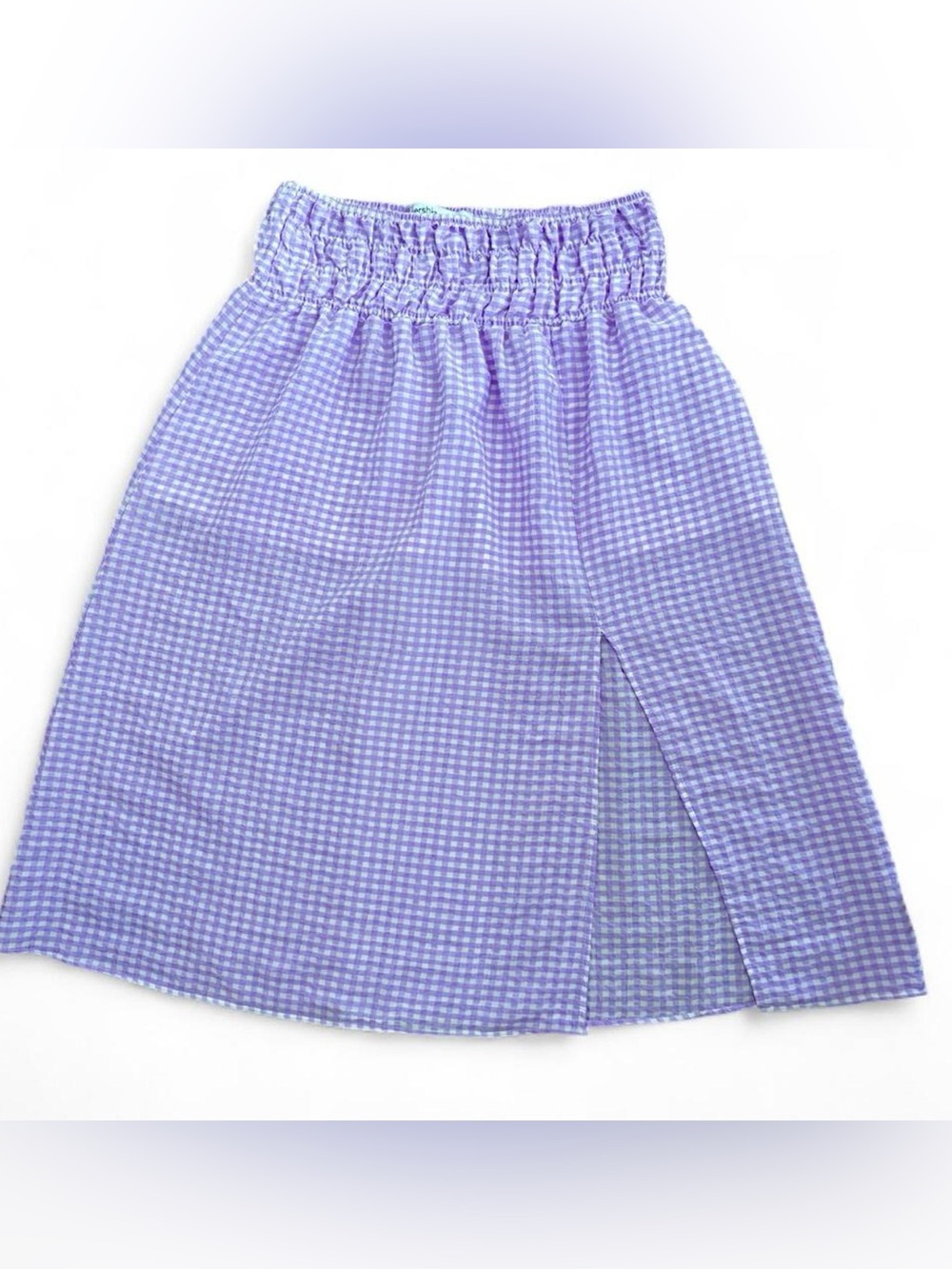 Bershka Lavender Gingham Elastic Waist Skirt